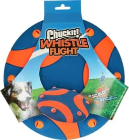 Chuckit! Whistle Flight Brinquedo para cães ao ar livre, laranja e azul