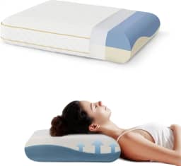 Sophia & William Almofada de espuma viscoelástica firme para dor no pescoço, travesseiros ortopédicos para dormir, travesseiro de cama com capa removível e lavável na máquina