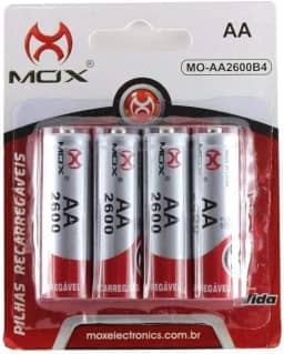 PILHA RECARREGÁVEL Blister Com 4 Pilhas AA-2600mAH 1,2 Ni-MH MOX