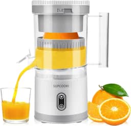 Espremedor de frutas cítricas elétrico, máquina de suco recarregável com cabo USB e escova de limpeza, botão de toque, espremedor automático de laranja limão e toranja, espremedor portátil fácil de