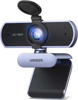 UGREEN Webcam Full HD 1080P com Microfone, Campo de Visão de 85°, Redução de Ruído, USB Plug and Play, Correção Automática de Luz, Adequada para Streaming/Conferência, Zoom/Skype/YouTube