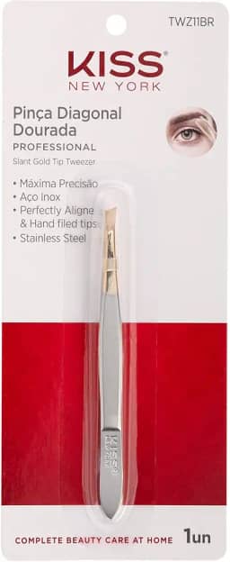 KISS NEW YORK Pinça Ponta Diagonal Dourada - Premium