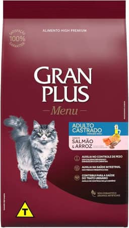 Ração para Gatos Castrados Gran Plus Salmão e Arroz 3Kg