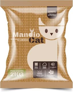Areia Higiênica Biodegradavel Mandioca para Gatos Mndiocat 2kg Extra Fina