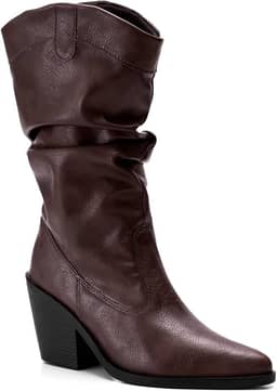 Bota Feminina Lumiss Western Texana Slouchy Cano Médio Enrugada