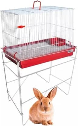 Gaiola para Coelho com Suporte Lillos Pet – Espaçosa, Resistente e Fácil de Limpar – Ideal para Coelhos, Porquinhos-da-Índia e Pequenos Roedores (Vermelho)