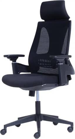 Cadeira Giratória Nr-17 Toledo Rivatti Com Encosto de Cabeça Tela Mesh Preta Base Rodizio Nylon