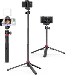 ULANZI MT-44 Tripé para Celular Extensível, 150cm com Clip 2 em 1 e Cabeça Esférica 360° para iPhone/Sony/Canon/DJI Osmo Action, Tripé de Viagem Leve