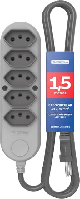Tramontina Extensão Múltipla 5 Tomadas 2P+T 10 A 250 V 1,5 m