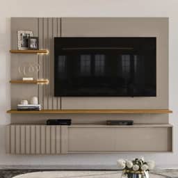 Painel para Tv até 65 Polegadas Led Ripado 2 Portas Atena Madetec Fendi/naturale