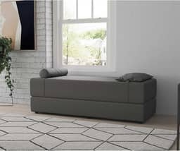 Sofá-Cama Casal 3 Lugares Cecília Linho Grafite