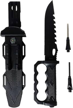 Faca Tatica C/Pederneira Apito Camping Selva COM PROTEÇÃO PARA A MÃO