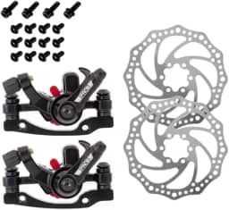 Kit De Pinça Freio A Disco Mecânico Para Bike Bicicleta 160mm Paco Com Pastilha Quadrada Aro 26-29