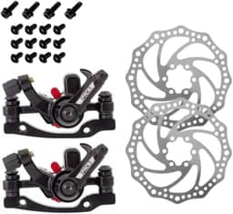 Kit De Pinça Freio A Disco Mecânico Para Bike Bicicleta 160mm Paco Com Pastilha Quadrada Aro 26-29