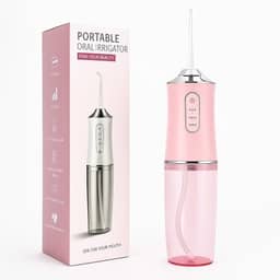 Irrigador Oral Portátil para Limpeza Profunda de Dentes e Gengivas, Jato de Água Supersônico, Elétrico, Recarregável USB (Rosa)