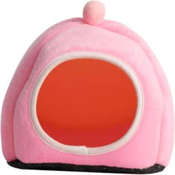 de hamster semifechado, de algodão para chinchila, abrigo para hamster lavável, cama aconchegante para porquinho da índia, quente de, Rosa