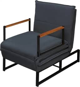 Poltrona Moderna Versati Estofada Descanso do Papai Conforto Premium Reclinável Puff Vira Cama Solteiro Luxo Puff Retrátil Macia Extensão Sala E Quarto Pés Em Aço Escritorio (Cinza)