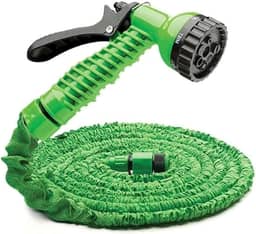 Mangueira Jardim Expansível 12 Metros, Super Resistente com 7 Tipos de Jatos d'Água - Versátil para Jardim, Quintal e Limpeza (Verde)