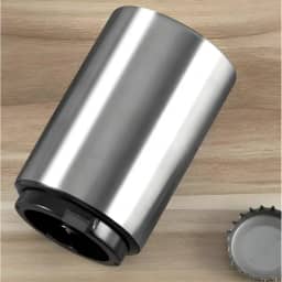 Abridor de Garrafas Automático em Aço Inoxidável Magnético Portátil Premium Design Moderno Prata Estiloso Inovador Compacto Fácil de Usar com Praticidade para o Dia a Dia