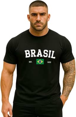Camiseta Brasil Masculina 100% Algodão Premium Brasil Copa Do Mundo