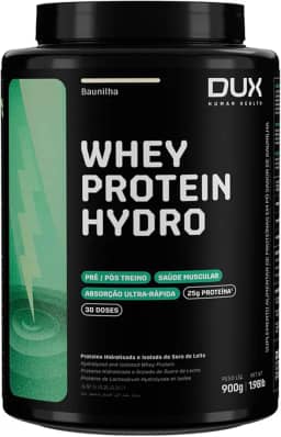 Whey Protein Hydro Baunilha Pote 900g – Absorção Rápida – Ganho Muscular – Baixo Teor de Lactose – Dux Human Health