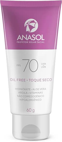 Anasol Protetor Solar Facial Oil Free • Toque Seco FPS70 60g