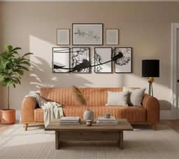 Sofá Living Átila, 2,10 Metros, Design Retrô. (Couro - Caramelo)