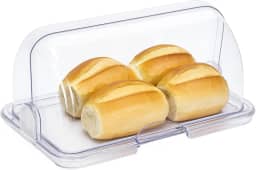 Porta Pão Acrílico 30 cm Basculante Premium – Grande, Resistente e Transparente com Tampa Abre e Fecha