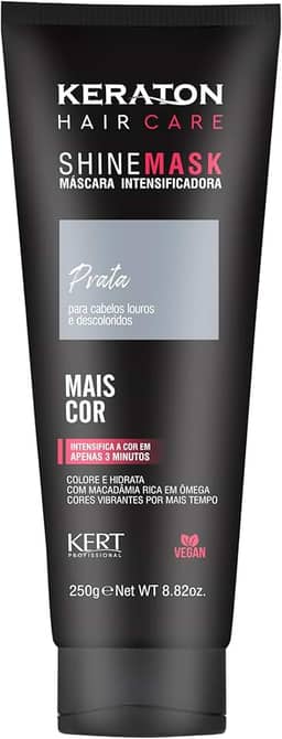 Keraton, Máscara matizadora hidratante, Trata e colore, Para cabelo loiro e descolorido, Shine Mask, 250g, Prata