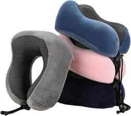 Almofada de Pescoço em Espuma de Memória Formato U - Preto | Travesseiro Com Conforto para Viagem, Avião, Carro e Casa | Apoio Ergonômico Portátil | Exlusividade Izal®