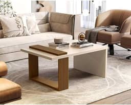 Mesa De Centro Retangular Para Sala Moderna Pérola Nature (Pérola/Nature)