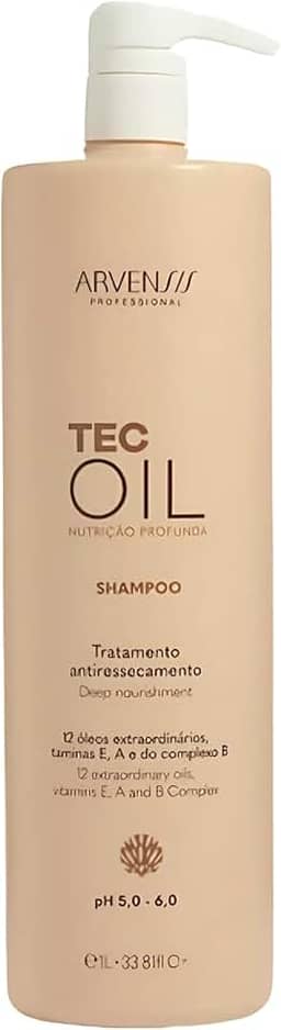 Arvensis – Shampoo Tec Oil 1L | Nutrição, Limpeza, Brilho, Fórmula Vegana, Uso Diário