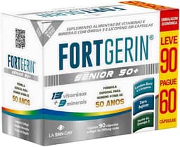 Fortgerin Senior 50+ (Leve 90 Pague 60 Cápsulas) - 13 Vitaminas e 9 minerais, Fórmula especial para homens acima de 50 anos. Contém Boro e Licopeno