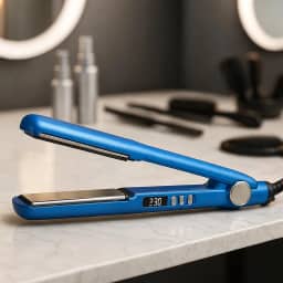 Chapinha Profissional Íon Digital Bivolt Automático | Placas de Cerâmica 1,25″ com LED Ajustável – Alisamento Rápido, Sem Frizz & Brilho Intenso – Azul Premium