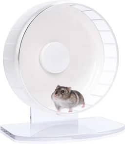 Rodas de exercício de hamster super silenciosas da Niteangel: – Rodas de corrida silenciosas com suporte ajustável para hamsters gérbils ou outros animais pequenos (P, branco)