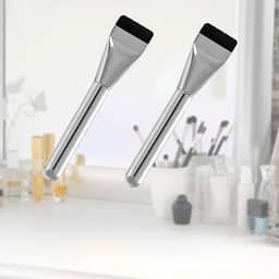 Pacote com 2 pincéis de base plana, pincel coreano de maquiagem suave e densa para aplicação de base líquida com forte fluidez (prata)
