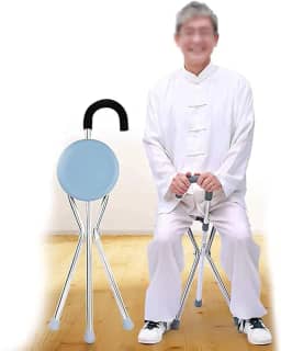 Bengala Cadeira Banco Banqueta 2 Em 1 Ortopedico Assento Dobravel Alça Confortavel Idoso Fila Descanso Feira