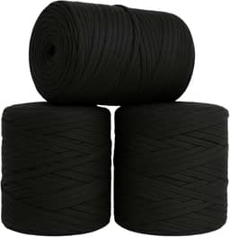 SYMEON Fio de Malha 1kg Ecologico Residual 140m Artesanato Crochê (Tons de preto)