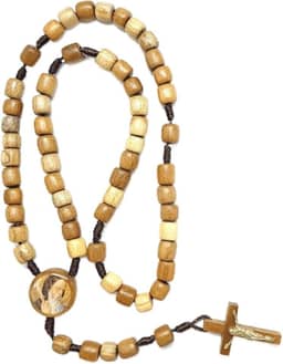 Artcruz Terço de São Bento Madeira Natural Bolas 8 mm