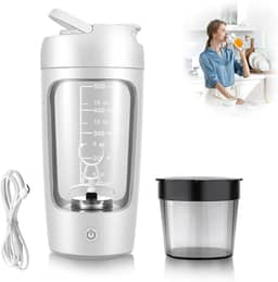 Garrafa elétrica de shaker de proteína, sem BPA, garrafas de liquidificador, misturador portátil de vórtice recarregável de 650 ml, copo de agitação automática, caneca de mistura para café (Branco)