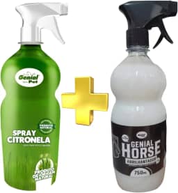 Kit Spray Repelente Citronela P/Cavalos E Boi + Abrilhantador De Crina - Profissional Genial Horse