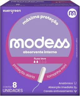 Absorvente Interno Modess Mini Fluxo Leve com 8un Evergreen