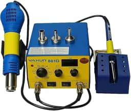 Estação de Solda Retrabalho Ar Quente Yaxun 881D Yx-881d 220V 2 Em 1 Digital Amarelo Smd Soprador