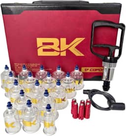 KIT Ventosaterapia 17 Copos com Pistola de Sucção BK PLUS - Conjunto Completo para Ventosaterapia
