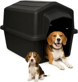 Casinha Plástica Grande Cachorro Grande N5 Uso Externo Interno Caminha | Proteção UV | Raças Pequenas Médias Grandes Até 22kg (Preto)