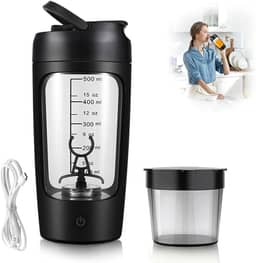 Garrafa elétrica de shaker de proteína, sem BPA, garrafas de liquidificador, misturador portátil de vórtice recarregável de 650 ml, copo de agitação automática, caneca de mistura para café (Preto)