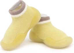 Sapatos de primeira caminhada para bebês meninas e meninos, antiderrapante, sola macia, meias infantis