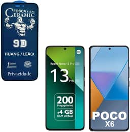 Película Cerâmica Fosca Privacidade REDMI NOTE 13 / REDMI NOTE 13 PRO 5G / POCO X6 5G,Proteção Total, Anti-Riscos, Anti Espião e Não Deixa Marca De Dedo Na Tela.