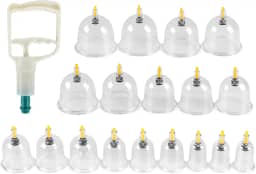 Kit Ventosa Com 18 Copos E Bomba de Alta Sucção, Ventosaterapia Massoterapia, Conjunto Inclui 18 Ventosas de Plástico E 1 Bomba de Sucção