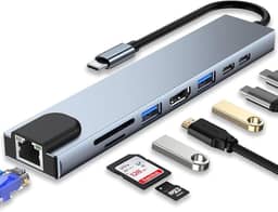 USB C Hub 8 em 1 USB Tipo C para HDMI 4k RJ45 Ethernet Carregamento PD Charger, 2 portas USB 3.0 e leitor de cartões SD/TF, compátivel com Macbook, tablets,celulares-Thee Brothers